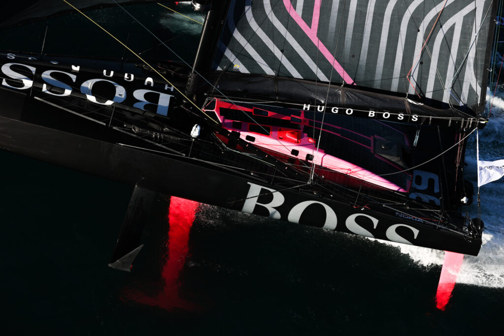 LES SABLES D’OLONNE, FRANCE - NOVEMBER 8: Hugo Boss is taking the start of the Vendee Globe sailing race in les Sables d’Olonne, France, on November 8, 2020. (Photo by Jean-Marie Liot / Alea)