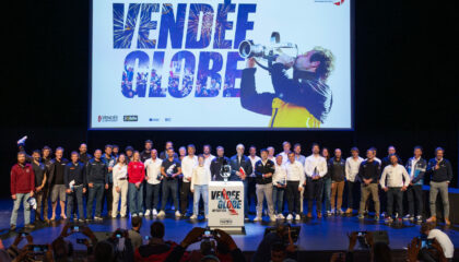 10 mai 2025 aux Sables d'Olonne, France. Les skippers sont photographiés lors de la cérémonie de remise des prix du Vendée Globe.